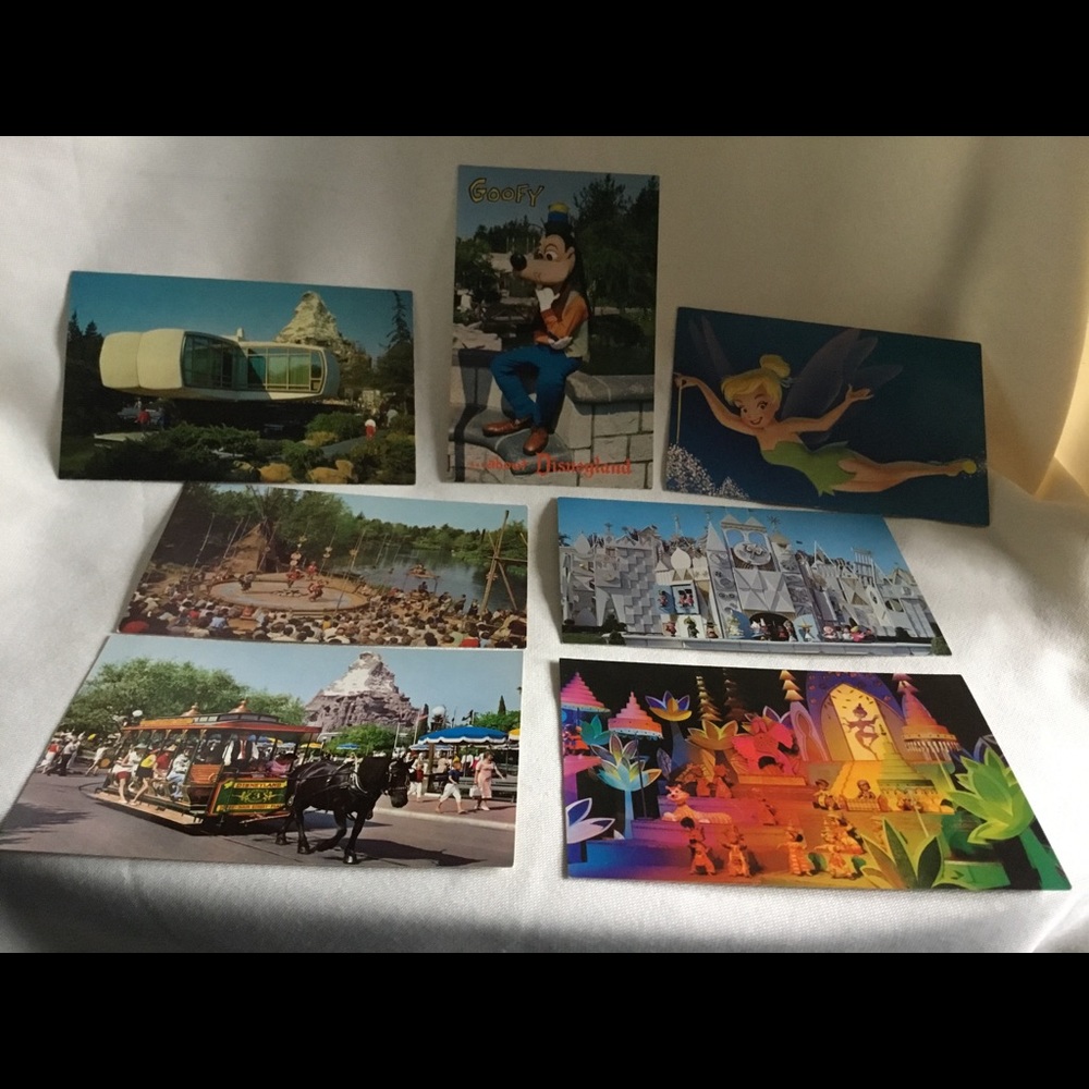 7 vintage postcards Disneyland California 1960’s